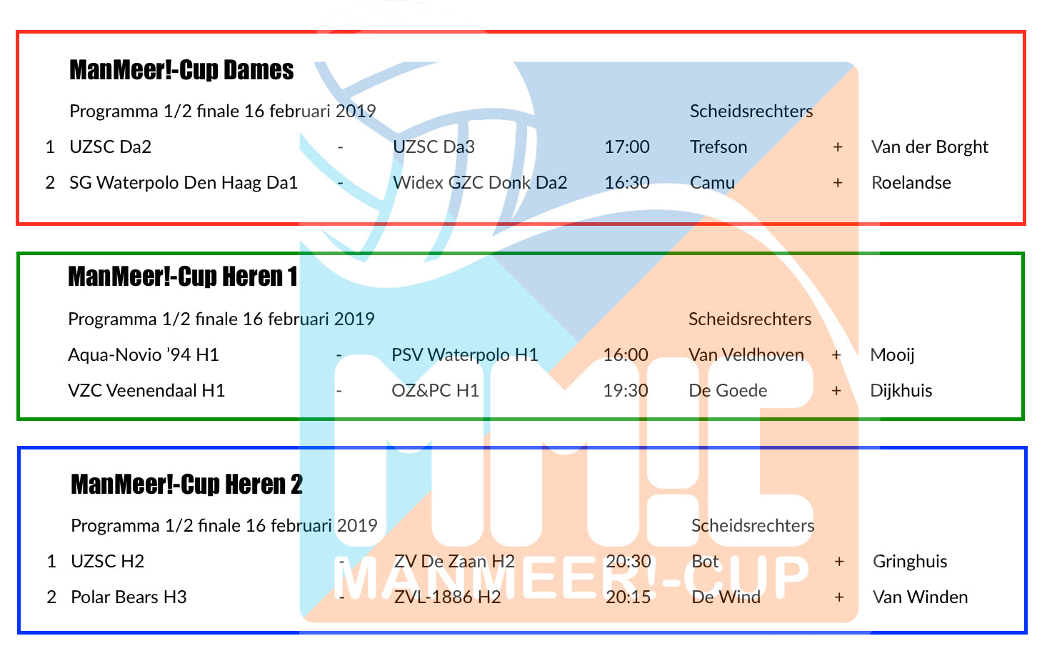 ManMeer!-Cup halve finales waterpolo